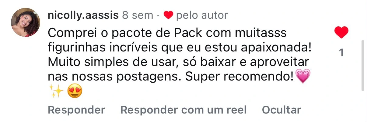 Comentário no Instagram de @nicolly.aassis sobre a Stikly