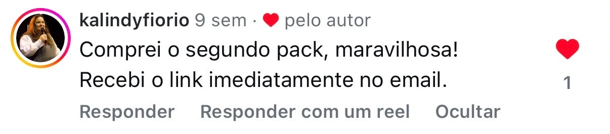 Comentário no Instagram de @kalindyfiorio sobre a Stikly
